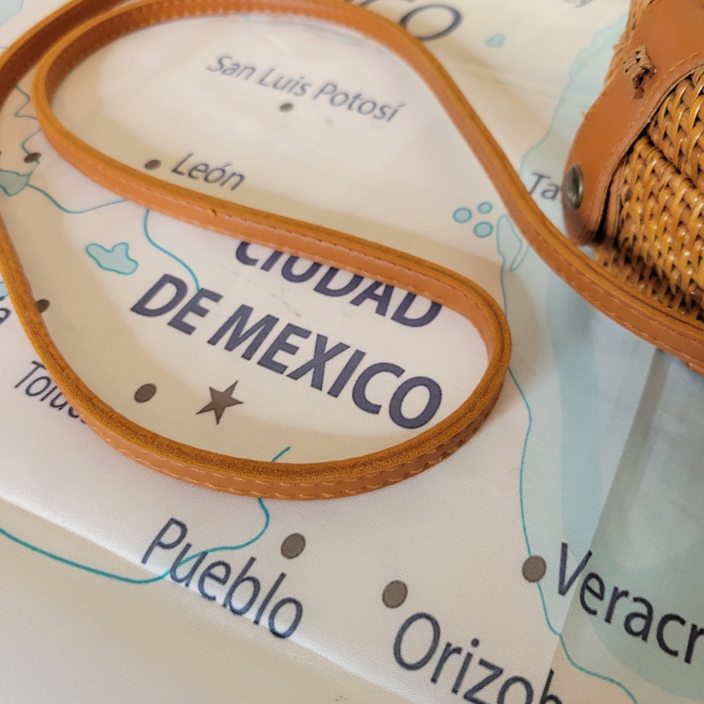 Vintage Round Woven Bag Purse Crossbody - Picture 8 of 10